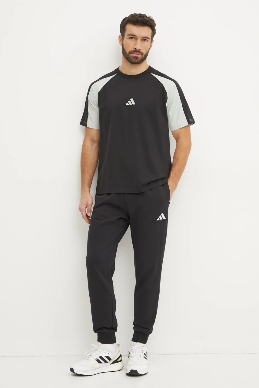 Футболка adidas Essential Colorblock чоловіча колір чорний візерунок JD8060