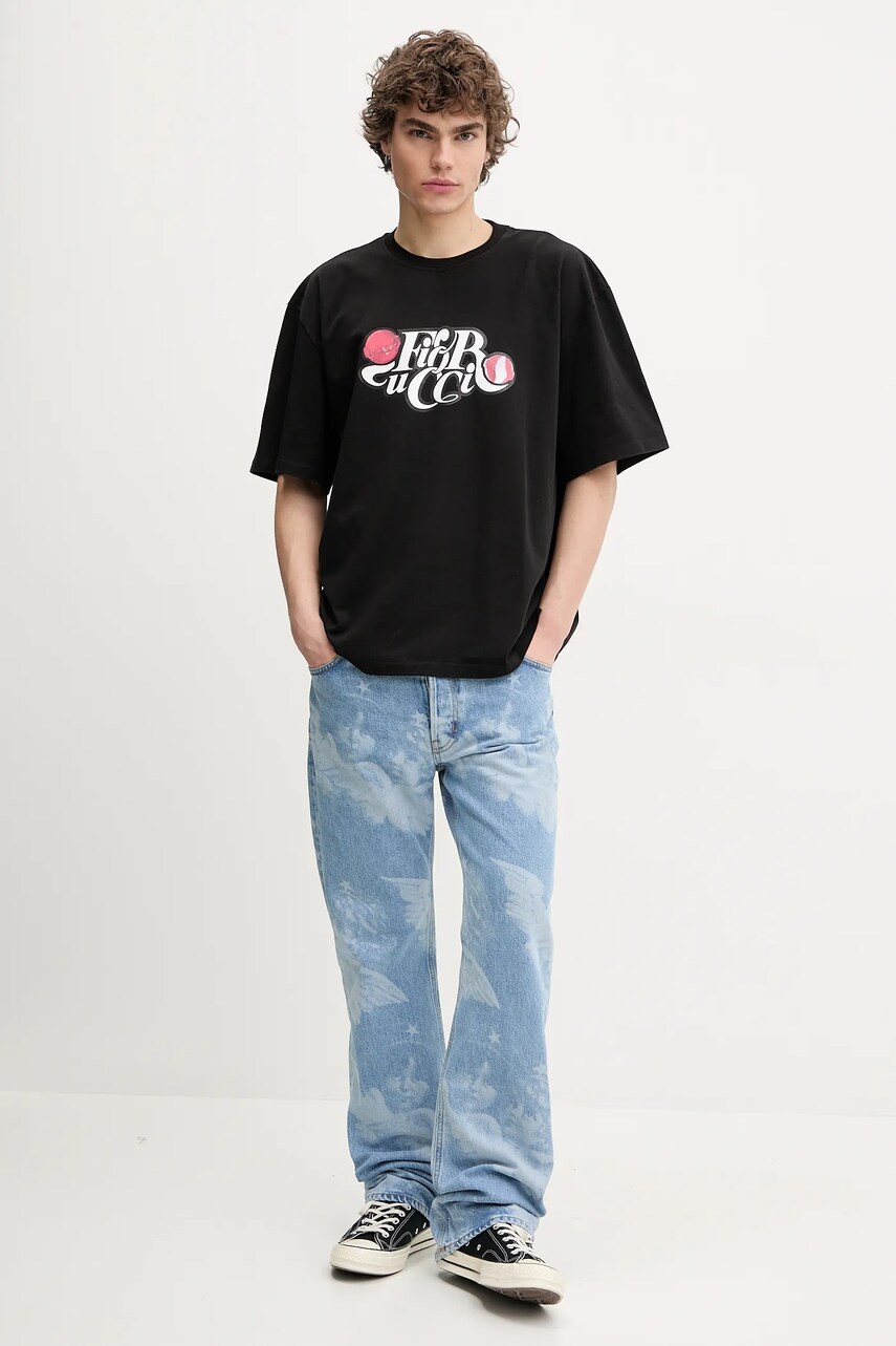 Бавовняна футболка Fiorucci Curly Lollipop Logo Boxy T-Shirt чоловіча колір чорний з принтом U02SPTSH103CJ01BK02