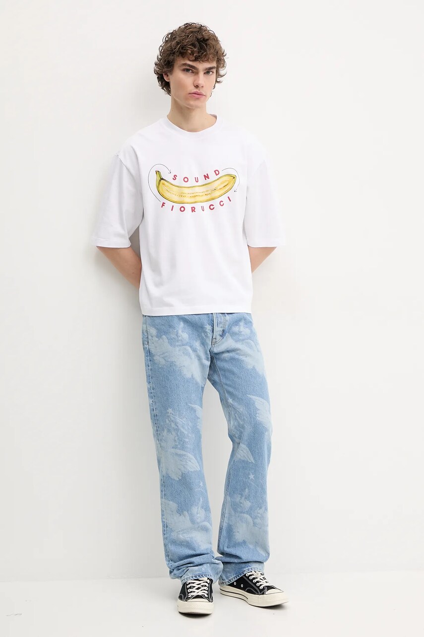 Бавовняна футболка Fiorucci Banana Sound Print Regular Fit T-Shirt чоловіча колір білий з принтом U02SPTSH323CJ01WH04