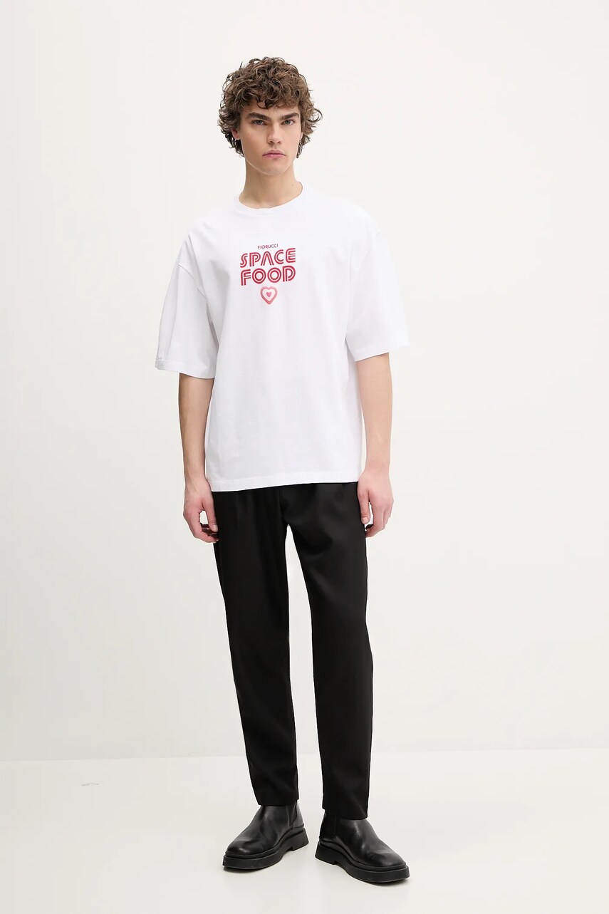 Бавовняна футболка Fiorucci Space Food Print Relaxed Fit T-Shirt чоловіча колір білий з принтом U02SPTSH101CJ01WH03