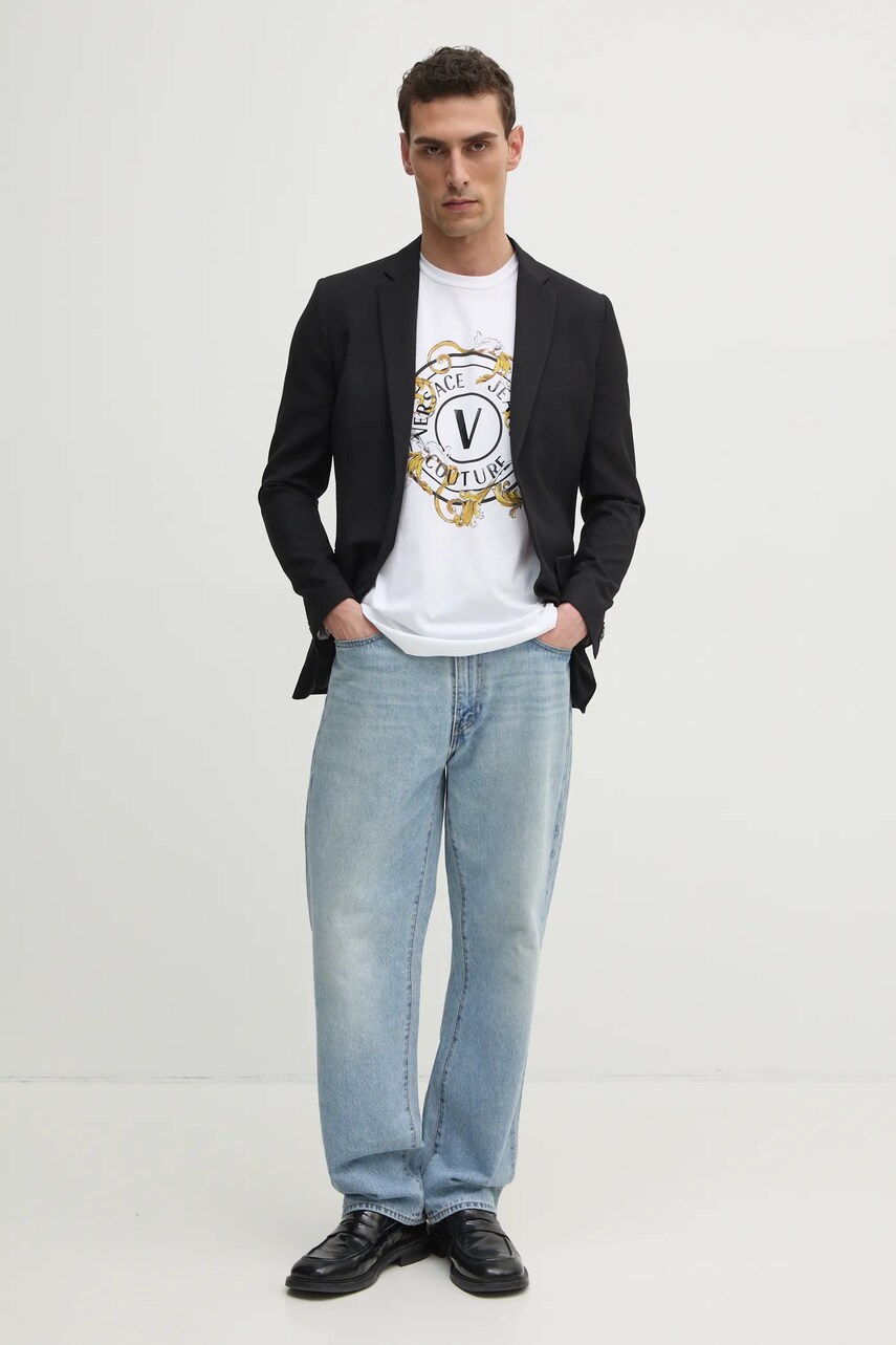 Бавовняна футболка Versace Jeans Couture чоловіча колір білий з принтом 78GAHC01 CJ01C