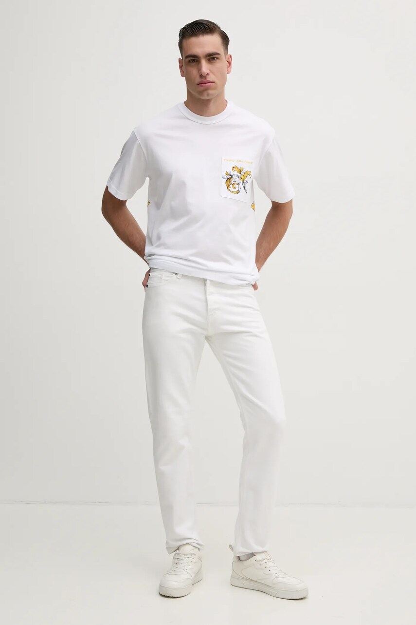 Бавовняна футболка Versace Jeans Couture чоловіча колір білий з принтом 78GAH6RB JS462