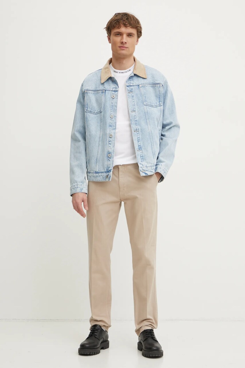Бавовняна футболка Versace Jeans Couture чоловіча колір білий однотонна 78GAHE03 CJ00E
