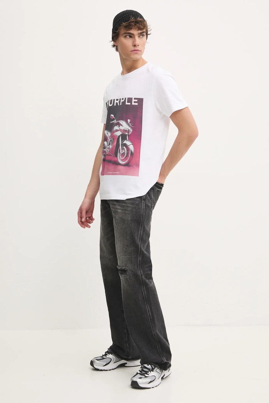 Бавовняна футболка PURPLE BRAND CLEAN JERSEY SS TEE чоловіча колір білий з принтом P109-CBAC125