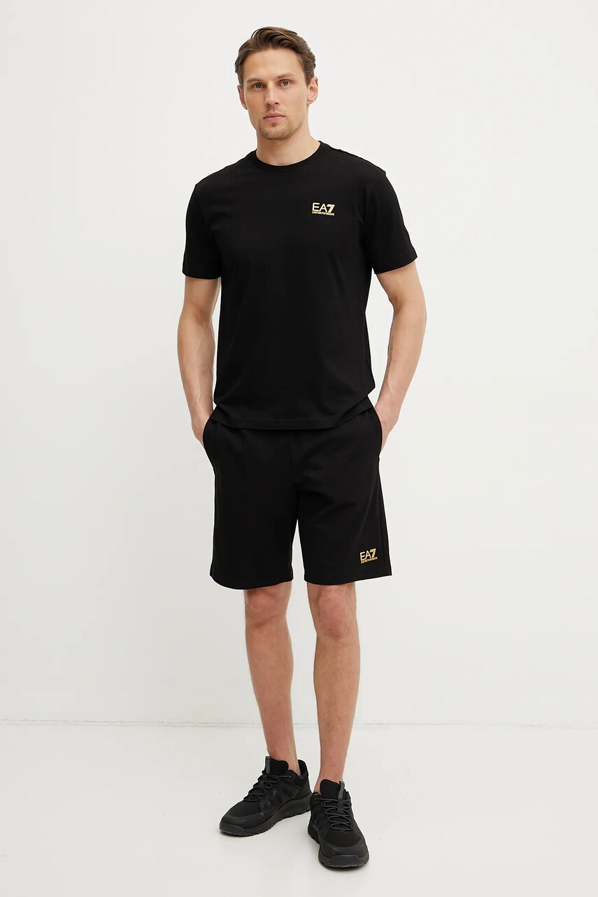 Бавовняна футболка EA7 Emporio Armani чоловіча колір чорний з принтом AF10375.7M000567