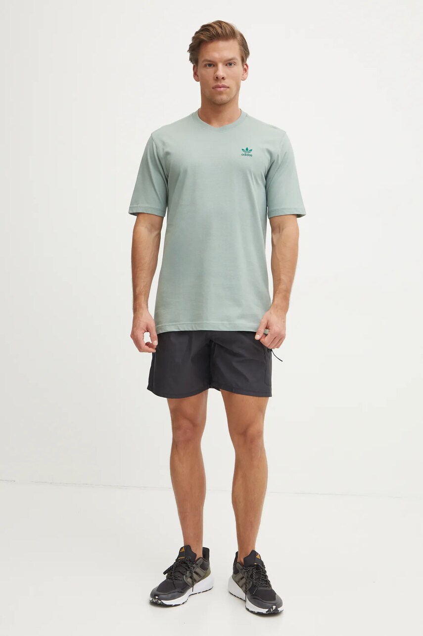 Бавовняна футболка adidas Originals Trefoil чоловіча колір зелений однотонна JC9993