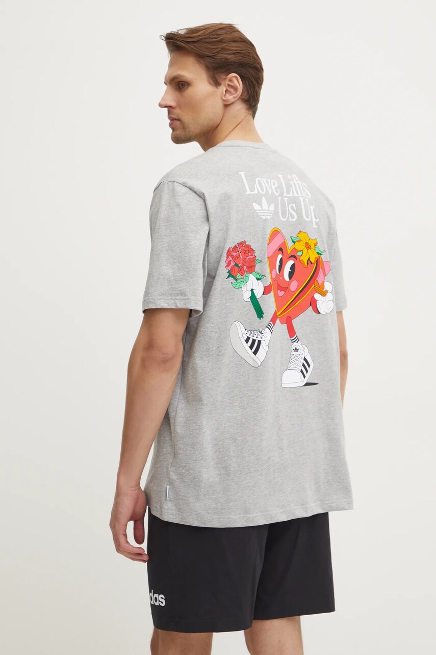 Бавовняна футболка adidas Originals MBN TEE чоловіча колір сірий з принтом JN7029