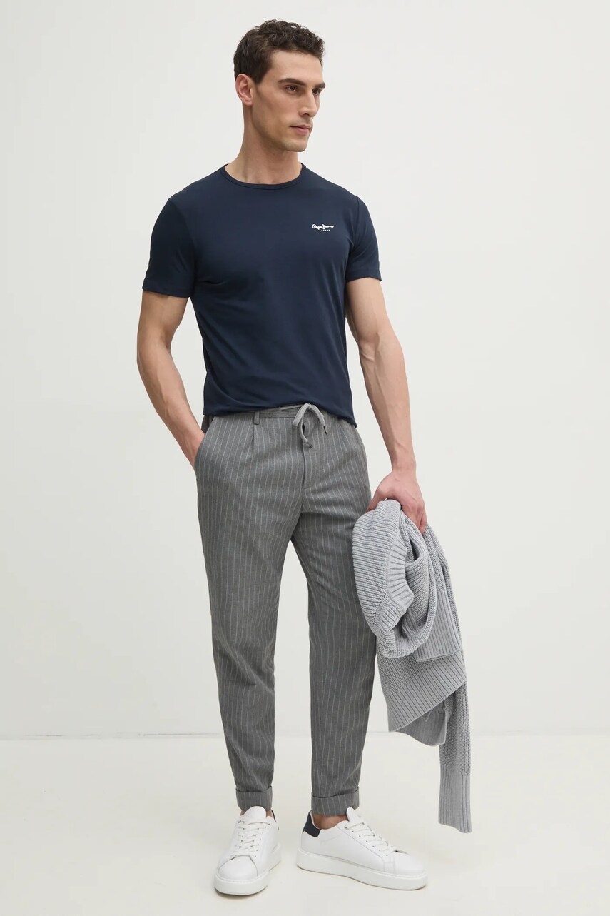 Футболка Pepe Jeans ORIGINAL BASIC 3N чоловічий колір синій з принтом PM508212