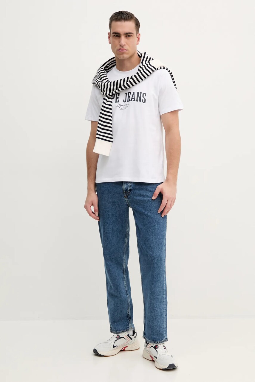Футболка Pepe Jeans DERRIL TEE чоловіча колір білий з принтом PM509766