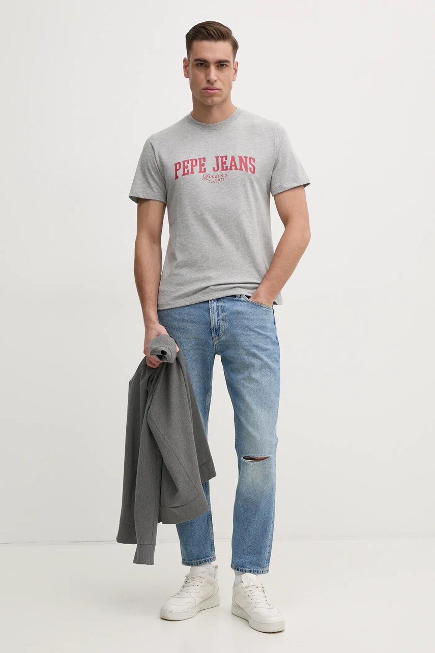 Футболка Pepe Jeans DERRIL TEE чоловіча колір сірий з принтом PM509766