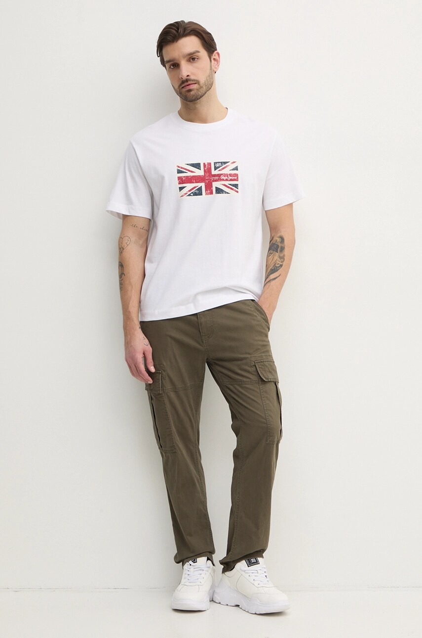 Бавовняна футболка Pepe Jeans UNION TEE чоловіча колір білий з принтом PM509790