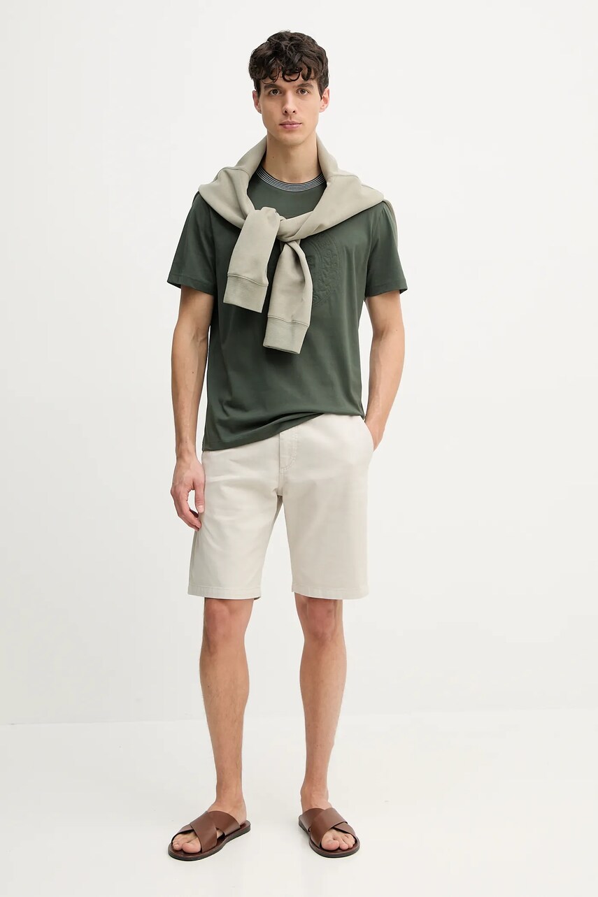 Бавовняна футболка Lacoste чоловіча колір зелений з аплікацією TH0124