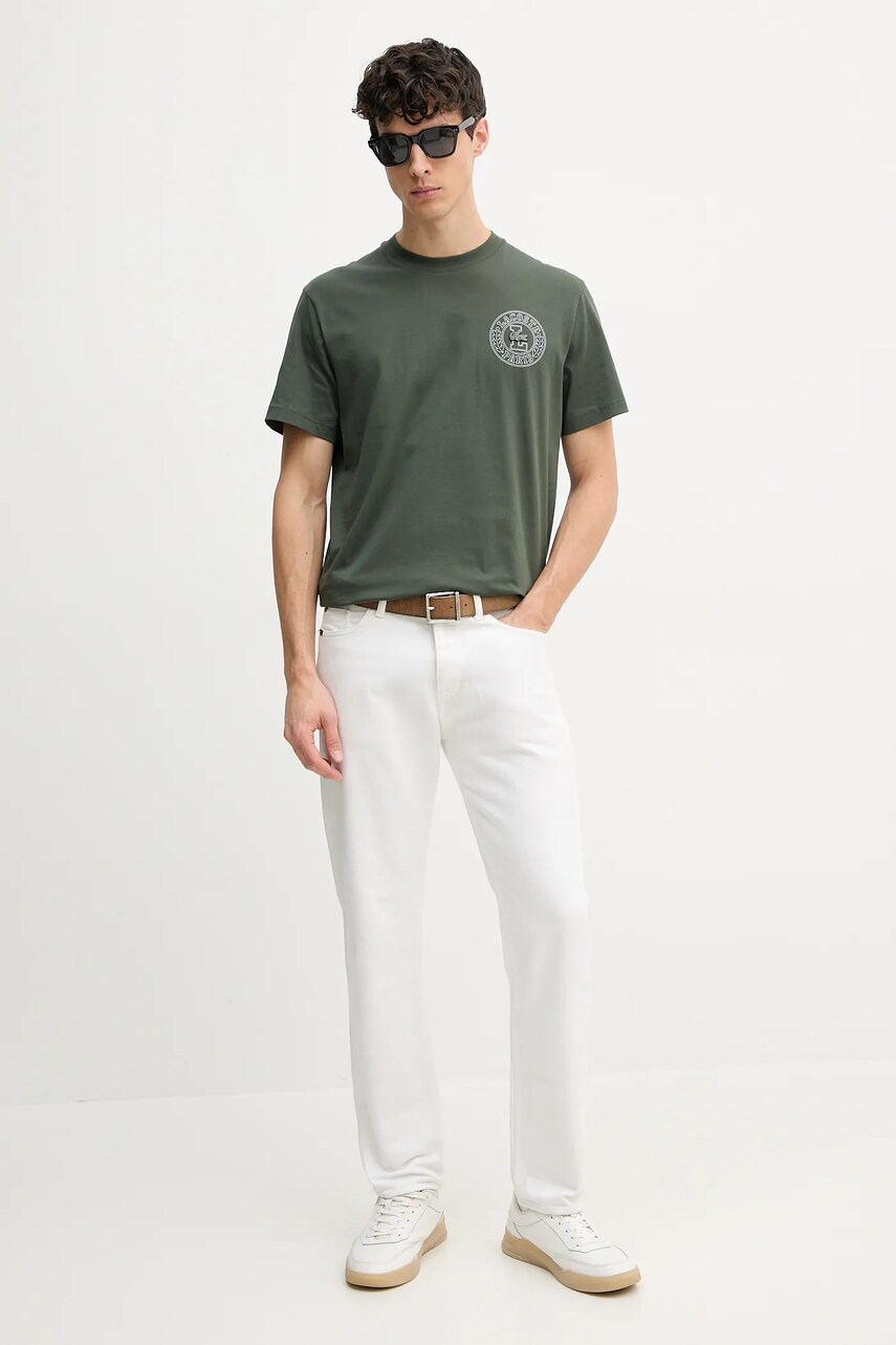 Бавовняна футболка Lacoste чоловіча колір зелений з аплікацією TH0125