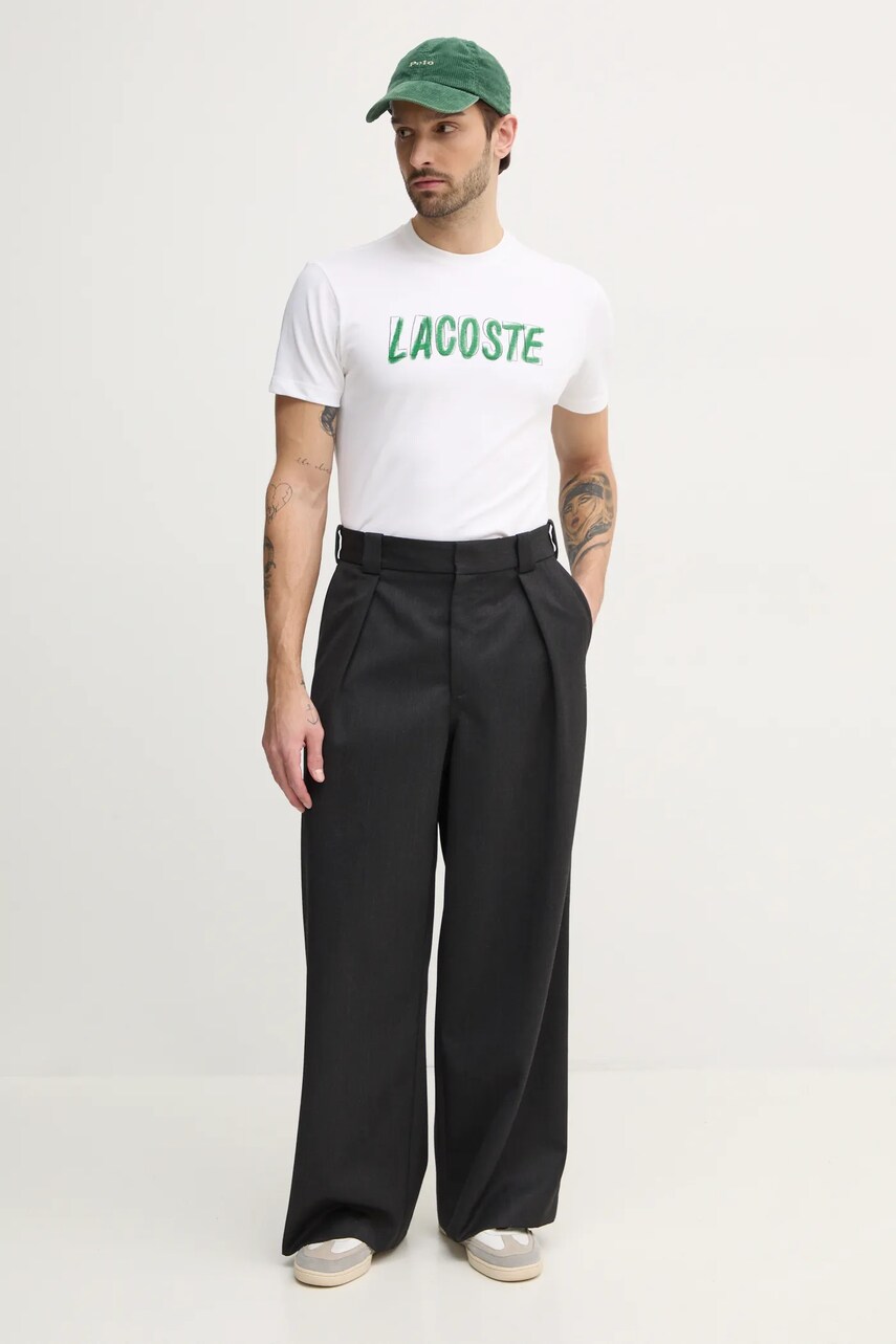 Футболка Lacoste чоловіча колір бежевий з принтом TH8916