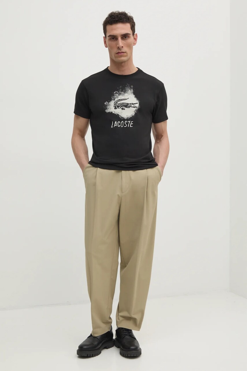 Футболка Lacoste чоловіча колір чорний з принтом TH8917