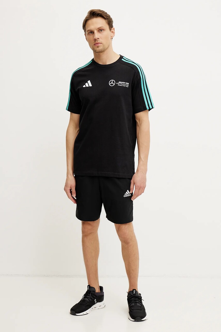 Бавовняна футболка adidas x Mercedes чоловіча колір чорний з аплікацією JV5425