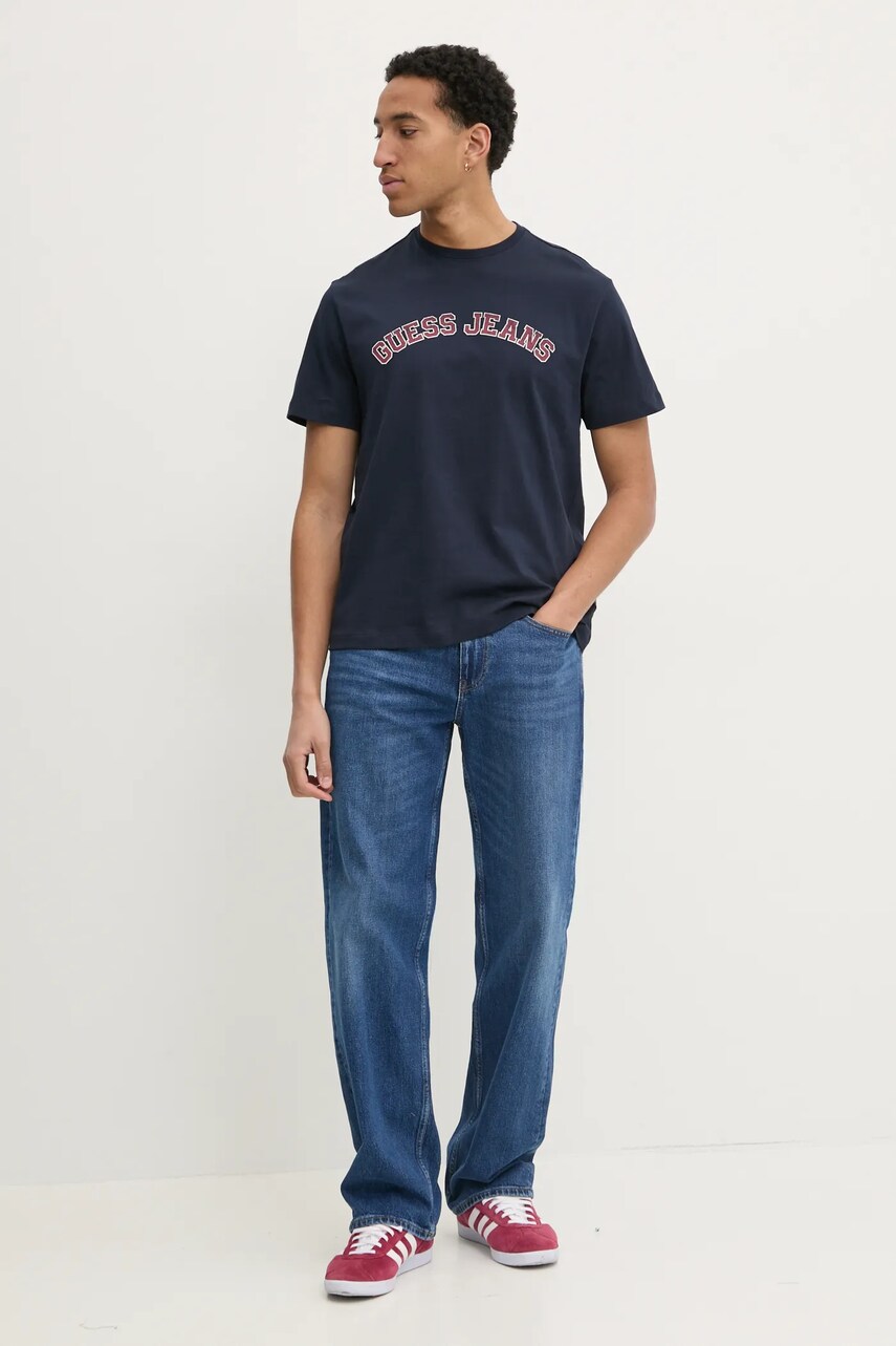 Футболка Guess Jeans чоловіча колір синій з принтом M5RI75 K8FQ4