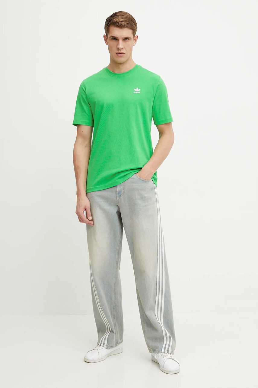 Бавовняна футболка adidas Originals Trefoil чоловіча колір зелений однотонна JN0235