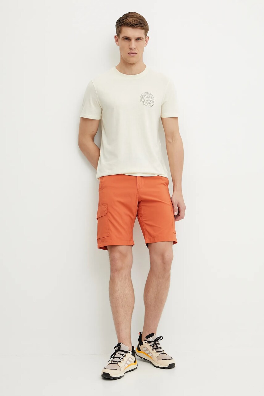 Футболка Fjallraven Hemp Blend Out Here чоловіча колір бежевий з принтом F12600265