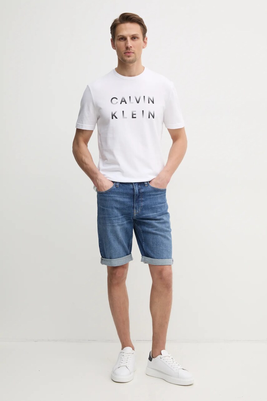 Бавовняна футболка Calvin Klein чоловіча колір білий з принтом K10K114156