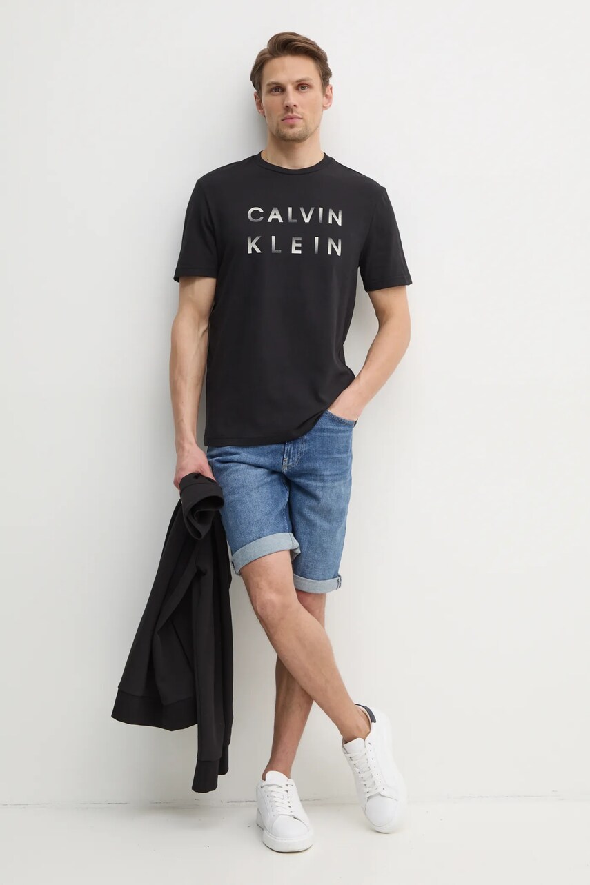 Бавовняна футболка Calvin Klein чоловіча колір чорний з принтом K10K114156