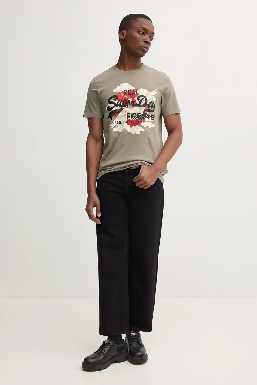 Футболка Superdry чоловіча колір зелений з принтом M1012111A-1KH