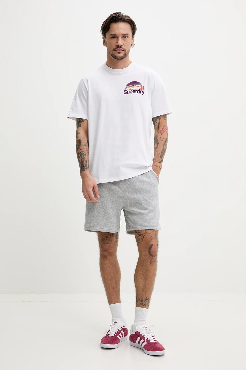 Бавовняна футболка Superdry чоловіча колір білий з принтом M1012175A-01C