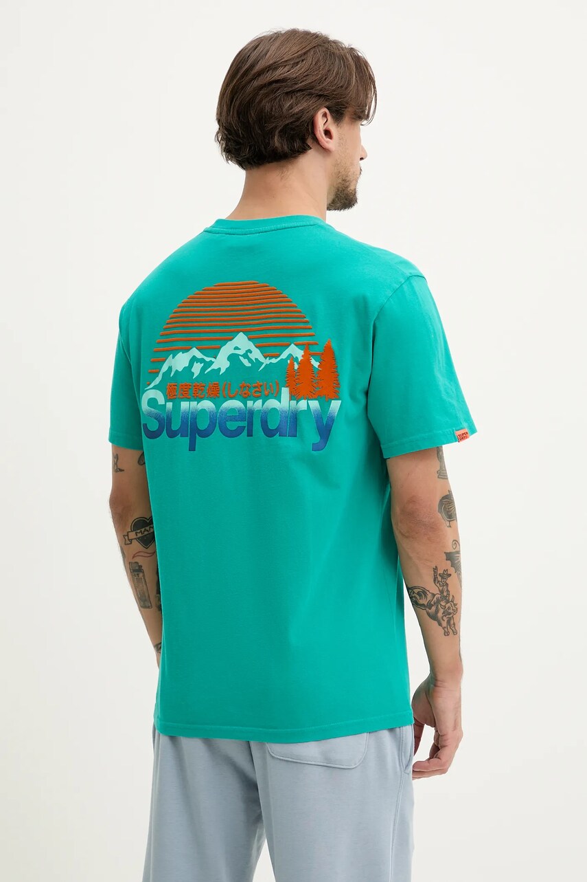 Бавовняна футболка Superdry чоловіча колір зелений з аплікацією M1012175A-8JY