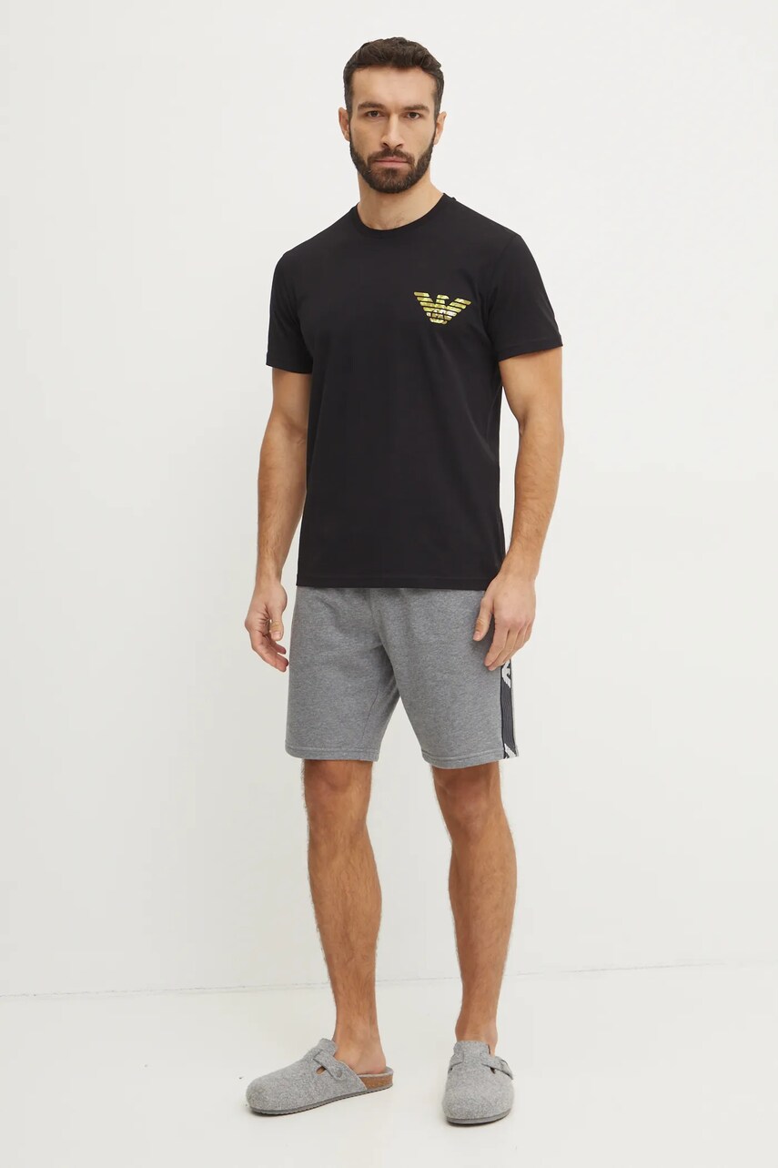 Бавовняна пляжна футболка Emporio Armani Underwear колір чорний з принтом EM000574 AF12349