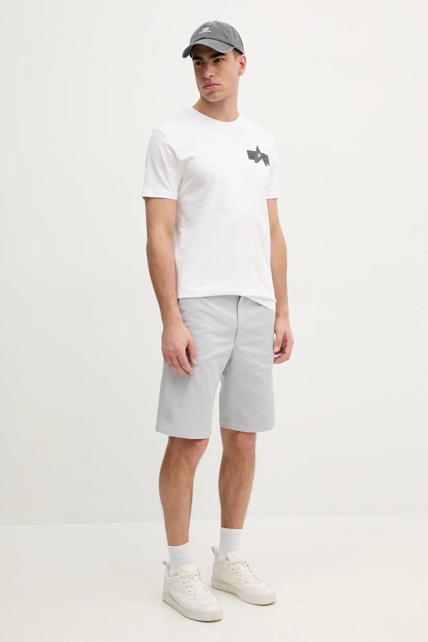 Бавовняна футболка Alpha Industries Coach T BE чоловіча колір білий з принтом 156538