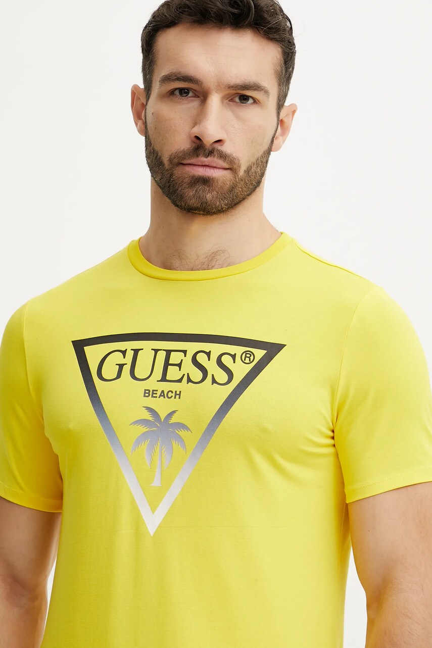 Футболка Guess чоловіча колір жовтий з принтом F5GI00 J1314