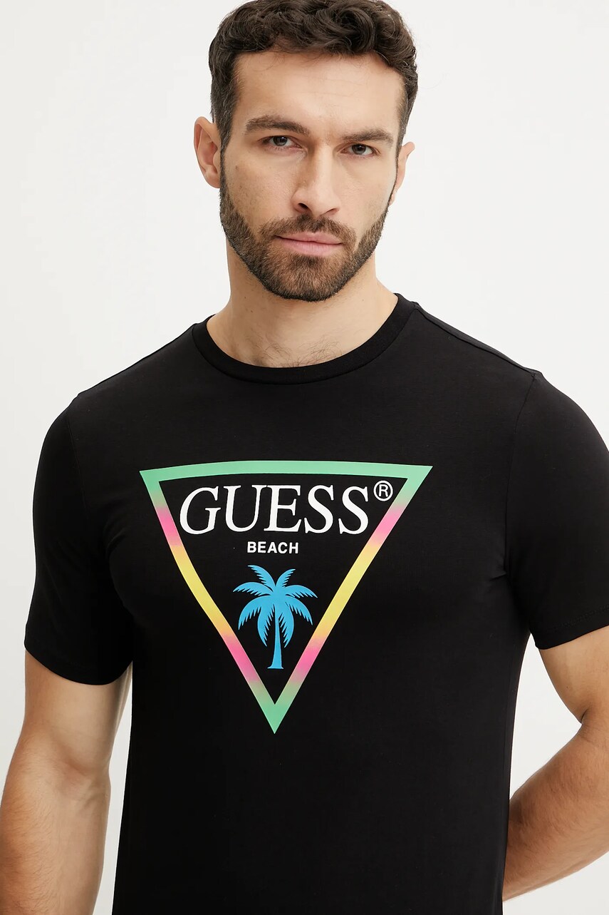 Футболка Guess чоловіча колір чорний з принтом F5GI00 J1314