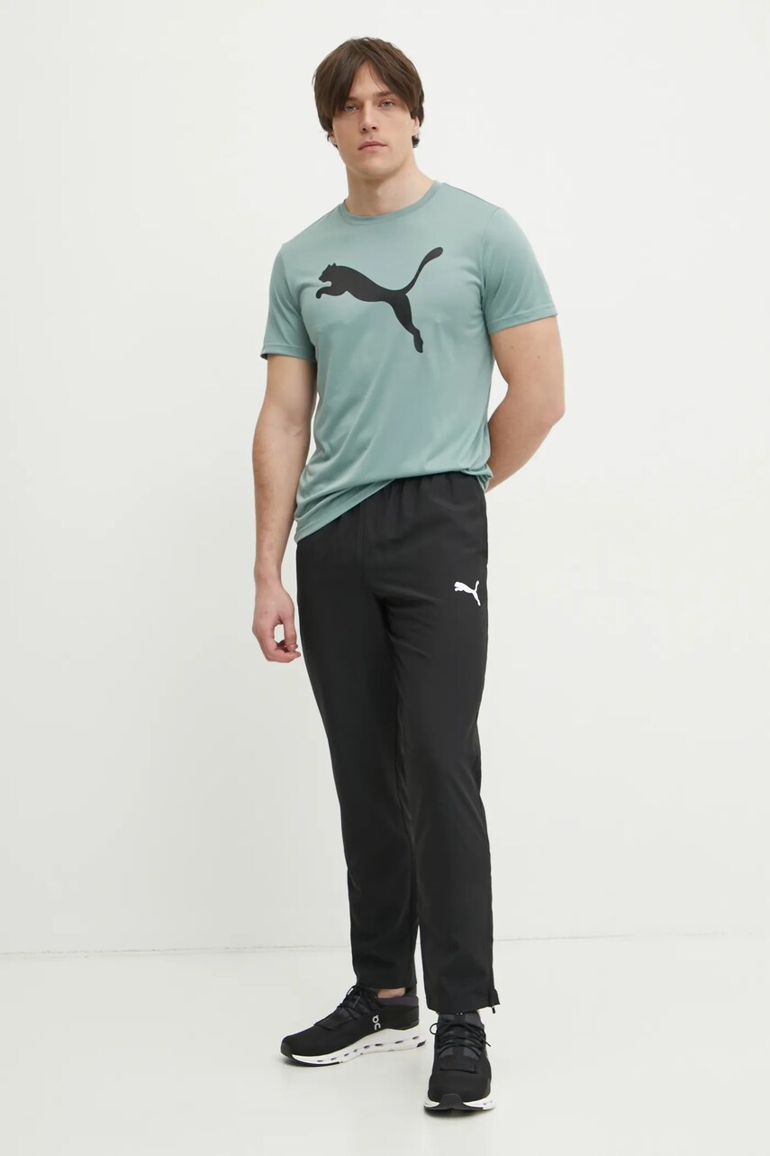 Тренувальна футболка Puma Tad Essentials Solid Cat колір зелений з принтом 525921