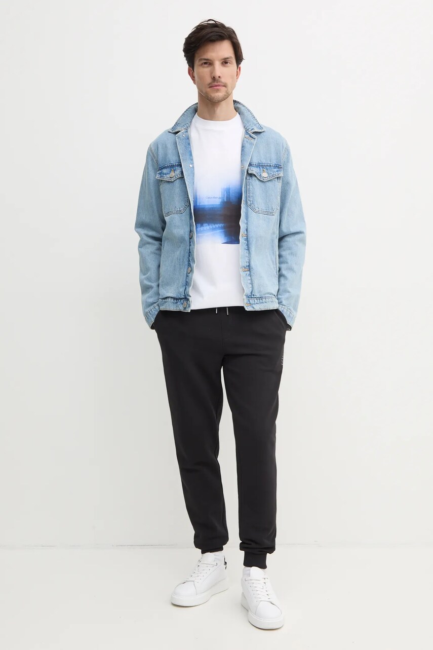 Бавовняна футболка Calvin Klein Jeans чоловіча колір білий з принтом J30J327477
