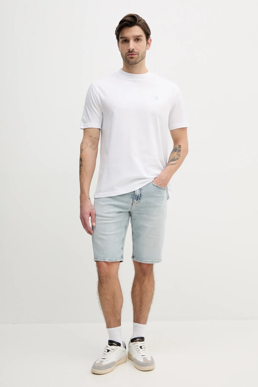 Бавовняна футболка Calvin Klein Jeans чоловіча колір білий з принтом J30J327523