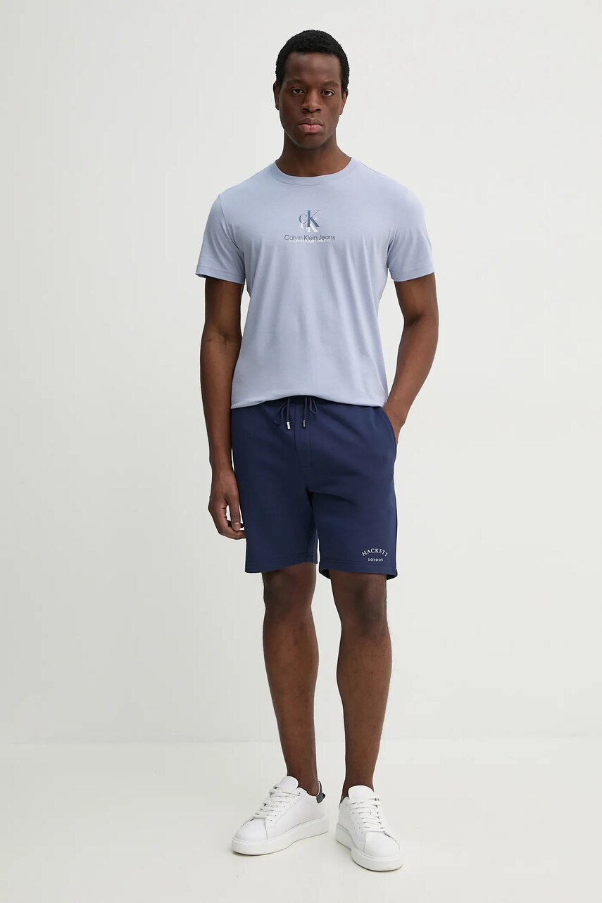 Бавовняна футболка Calvin Klein Jeans чоловіча колір фіолетовий з принтом J30J327469