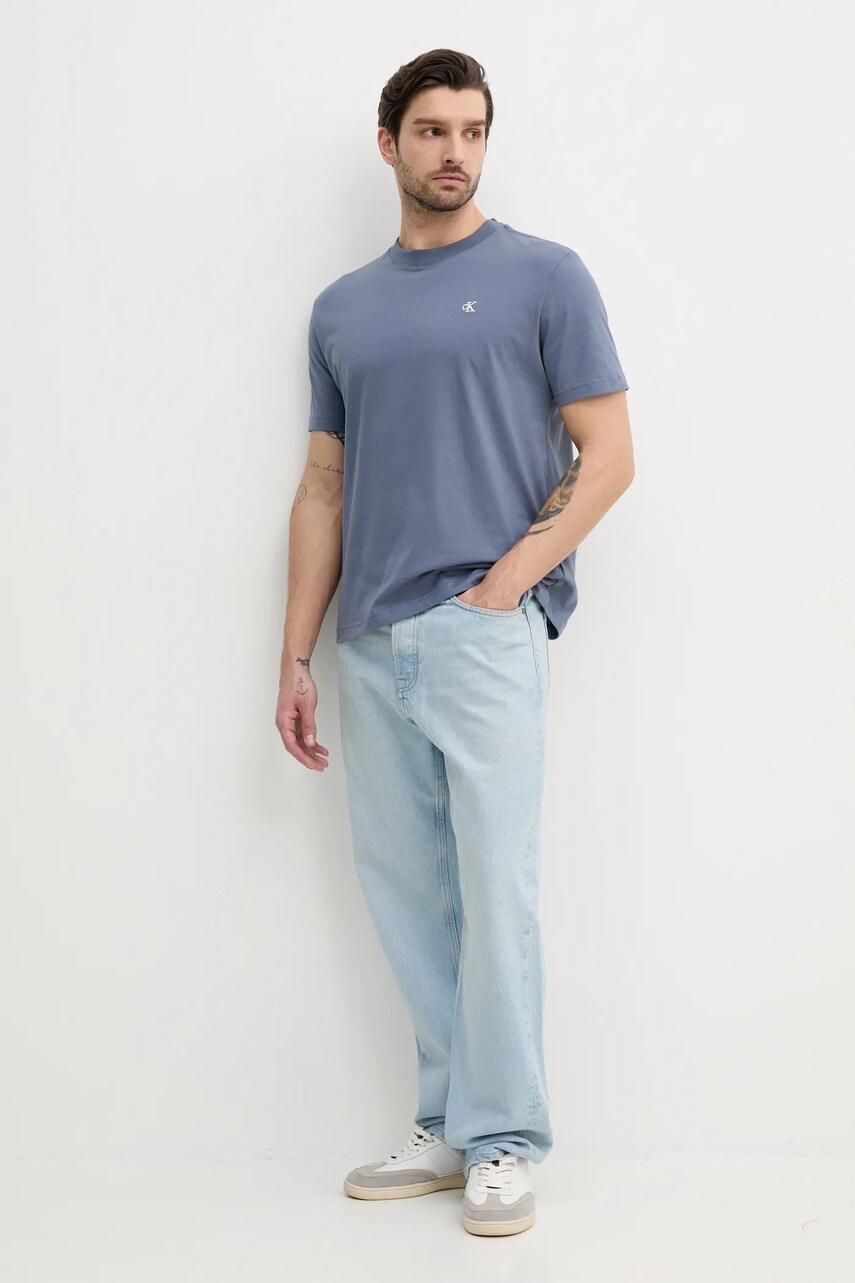 Бавовняна футболка Calvin Klein Jeans чоловіча колір сірий з принтом J30J327473