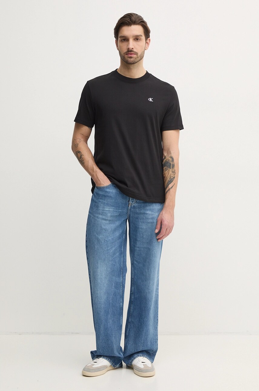 Бавовняна футболка Calvin Klein Jeans чоловіча колір чорний з принтом J30J327473
