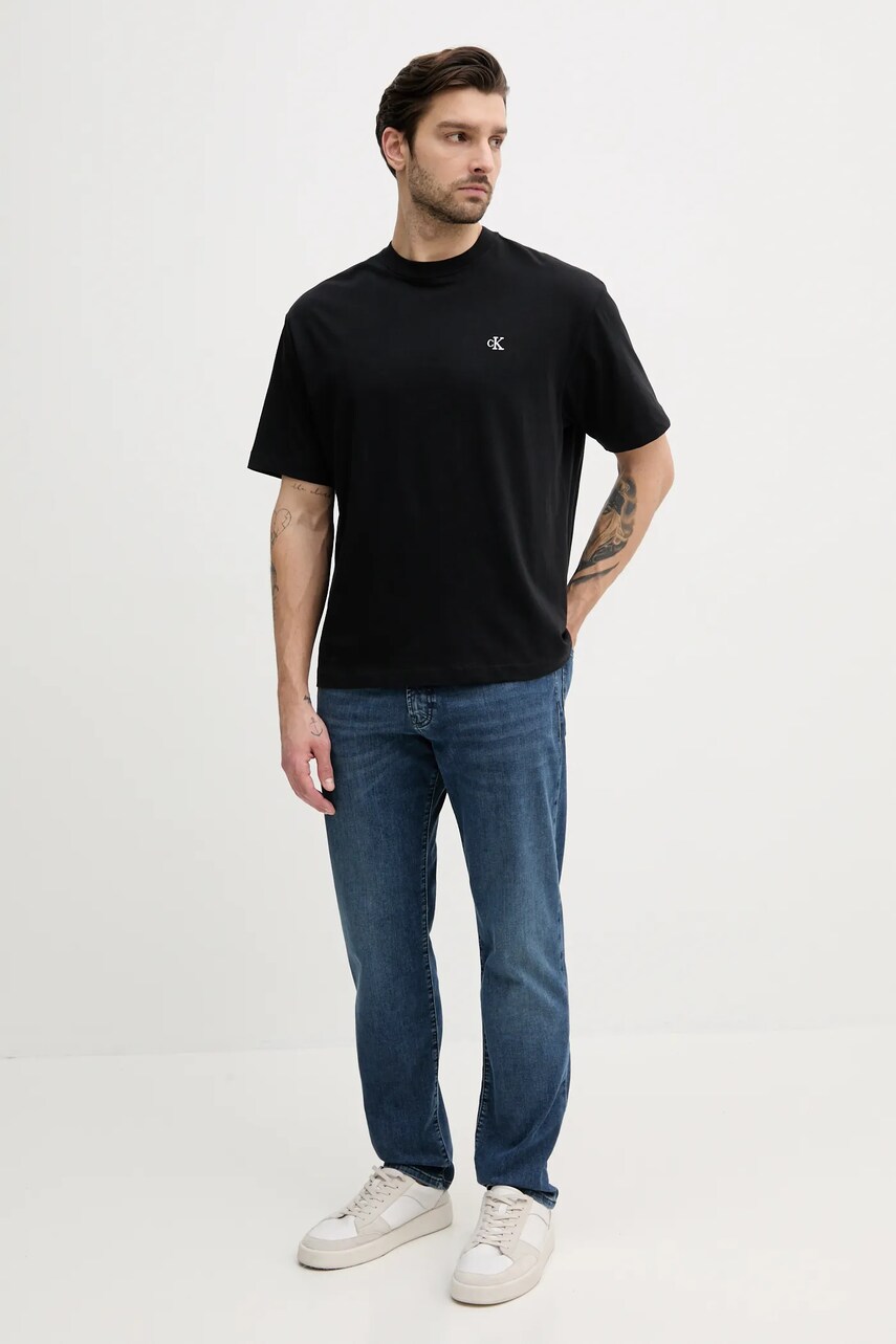 Бавовняна футболка Calvin Klein Jeans чоловіча колір чорний однотонна LV040HM229