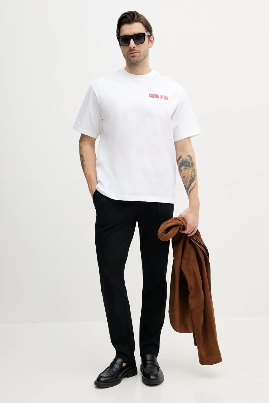 Бавовняна футболка Calvin Klein Jeans чоловіча колір білий з принтом LV04RB851G