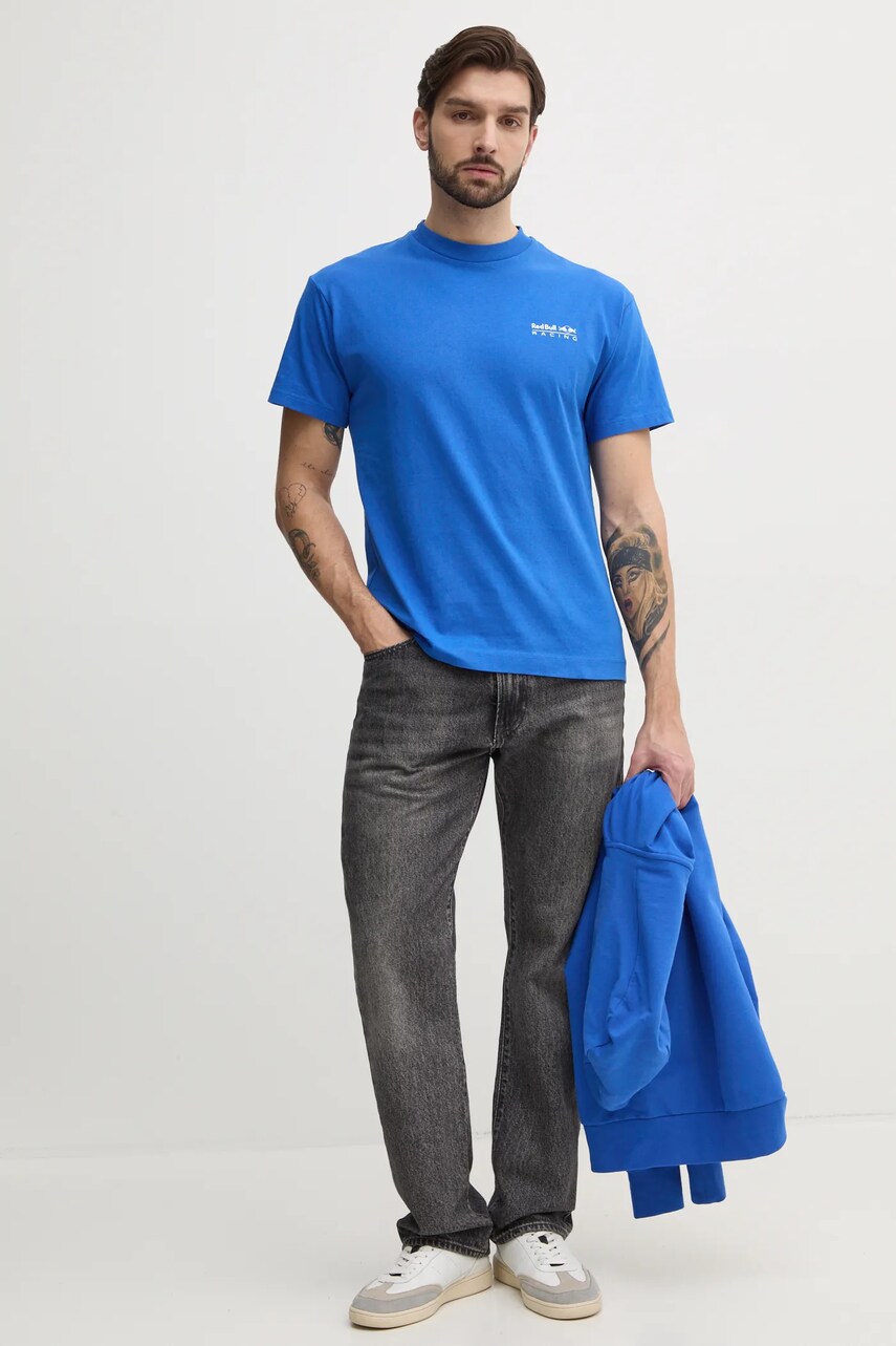 Бавовняна футболка Red Bull Racing x Pepe Jeans REDBULL TEAM TEE чоловічий колір фіолетовий однотонний RM500014