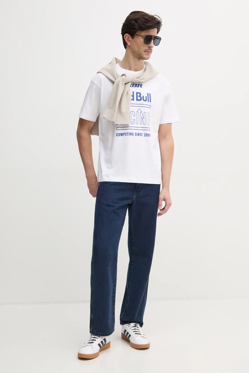 Бавовняна футболка Red Bull Racing x Pepe Jeans RACING HISTORY TEE чоловіча колір білий з принтом RM500020
