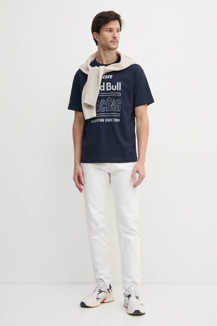 Бавовняна футболка Red Bull Racing x Pepe Jeans RACING HISTORY TEE чоловіча колір синій з принтом RM500020