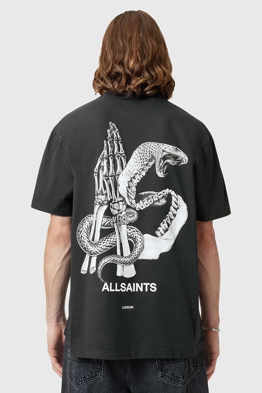 Бавовняна футболка AllSaints ASP чоловіча колір чорний з принтом M004PC