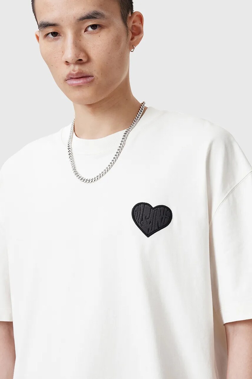 Дитяча бавовняна футболка AllSaints LOVER чоловіча колір білий однотонна M029PC