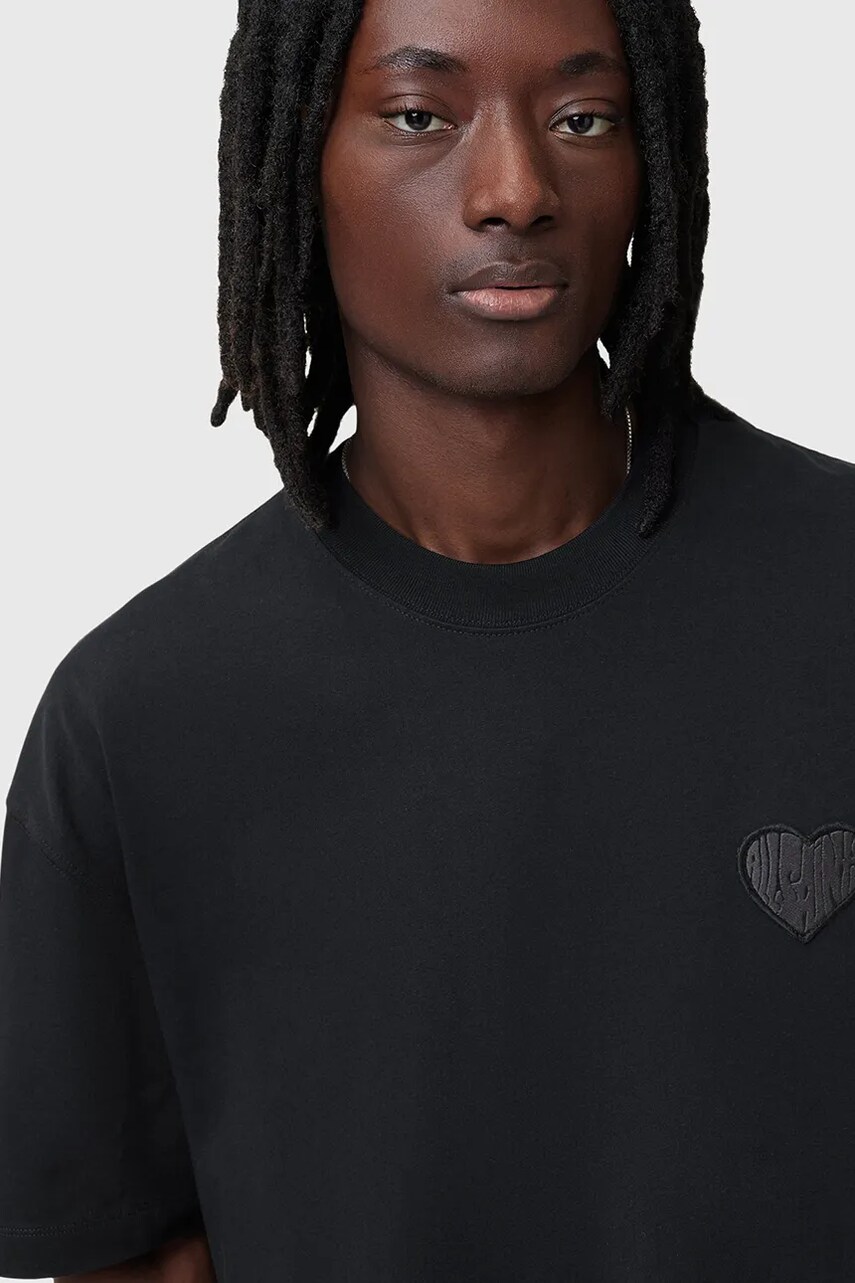 Дитяча бавовняна футболка AllSaints LOVER чоловіча колір чорний однотонна M029PC