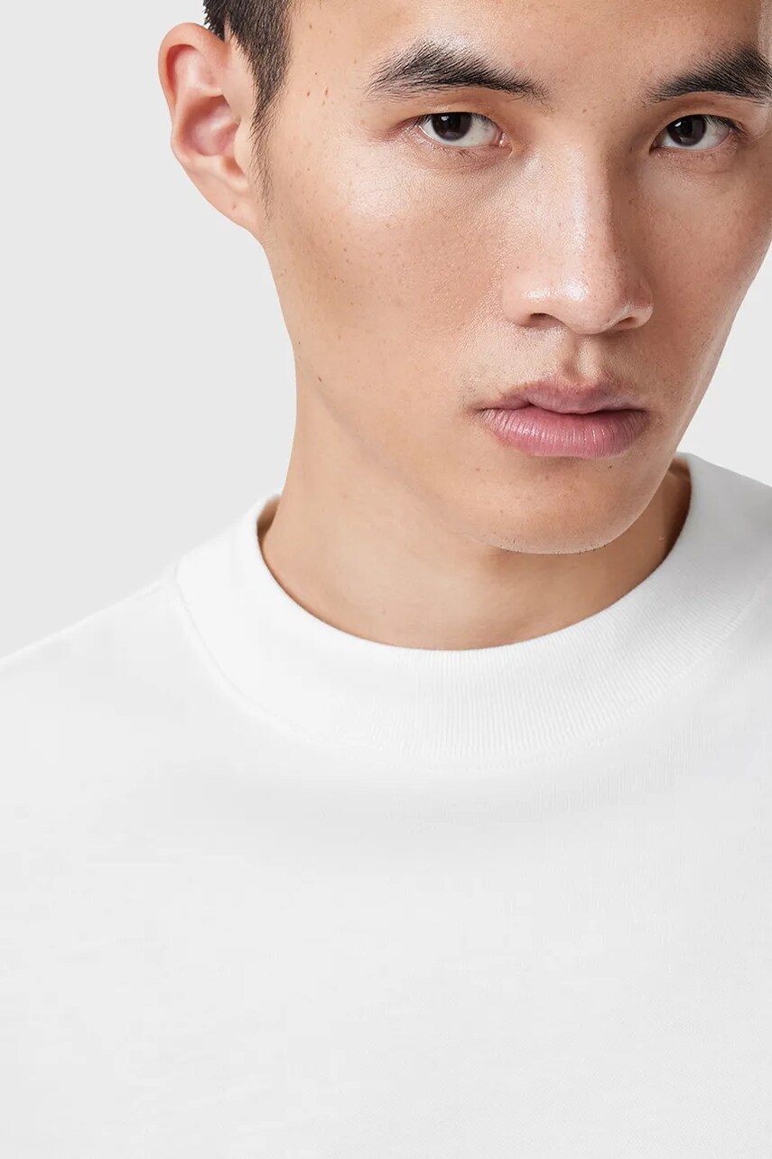 Бавовняна футболка AllSaints NERO чоловіча колір білий однотонна M013JB