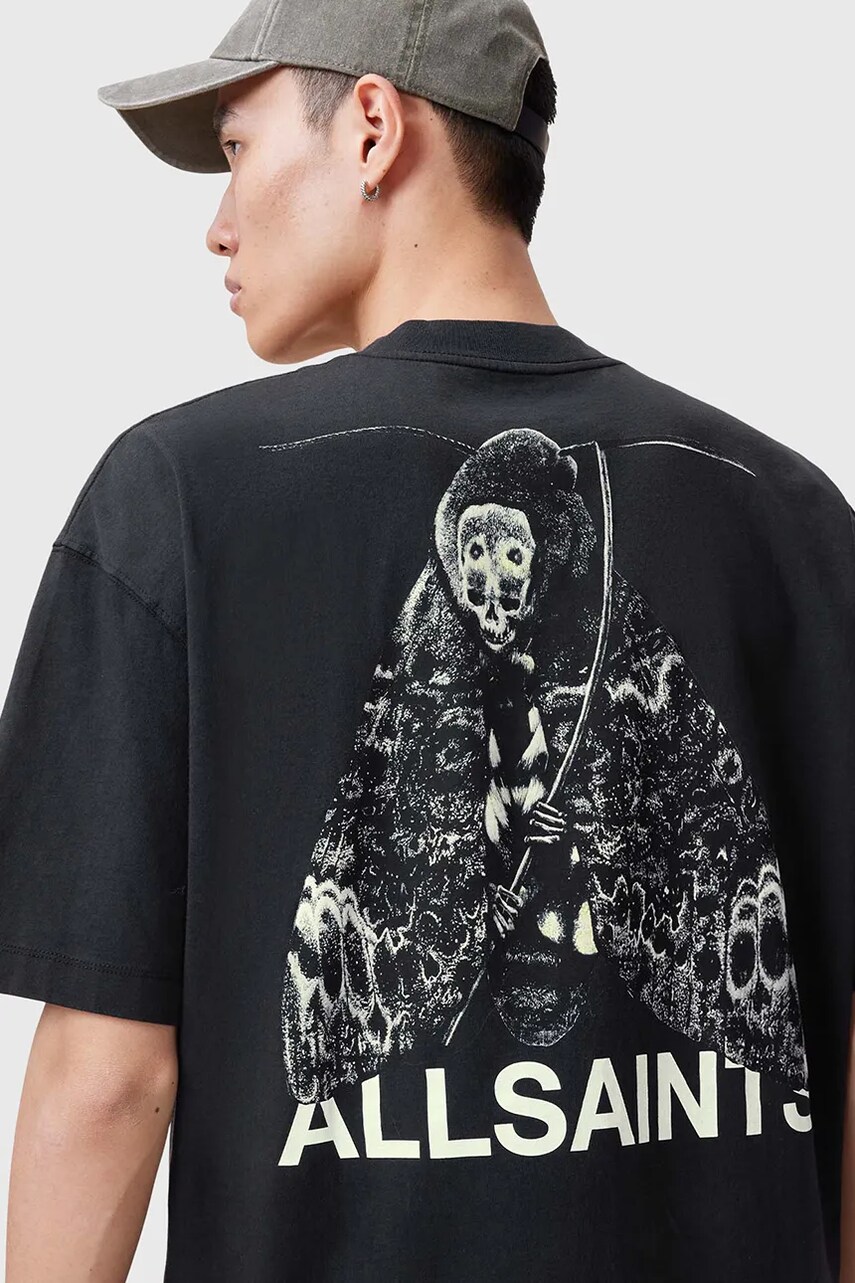 Бавовняна футболка AllSaints CHRYSALYPSE чоловіча колір чорний з принтом M025PC