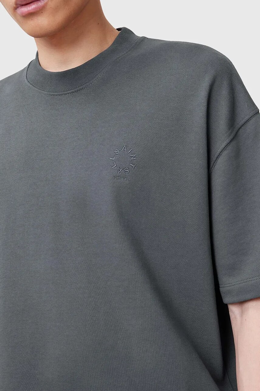 Бавовняна футболка AllSaints HAVEN чоловіча колір сірий однотонна M029JC
