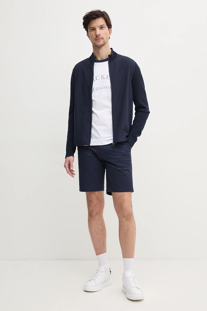 Бавовняна футболка Hackett London чоловіча колір білий з принтом HM500893
